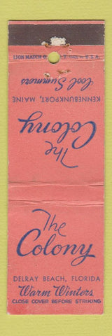 Matchbook Cover - The Colony Delray Beach FL Kennebunkport ME WEAR