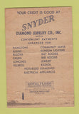 Matchbook Cover - Snyder Diamond Jewelry Montgomery AL 40 Strike