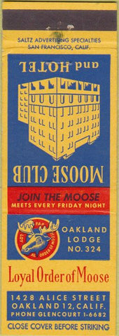 Matchbook Cover - Matchbook Cover Moose Lodge Oakland CA