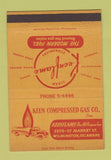 Matchbook Cover - Keen Compressed Gas Wilmington DE girlie back 40 Strike