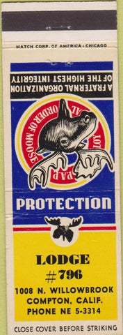 Matchbook Cover - Matchbook Cover Moose Lodge Compton CA