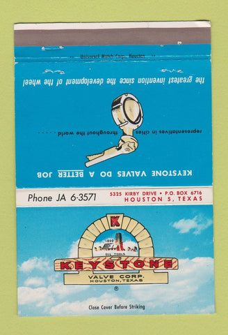 Matchbook Cover - Keystone Valve Corp Houston TX 40 Strike