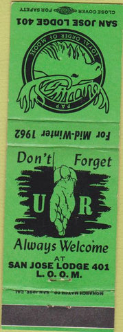 Matchbook Cover - Matchbook Cover Moose Lodge San Jose CA