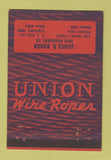 Matchbook Cover - Union Wire Rope James Doran Sandusky Toledo OH 40 Strike