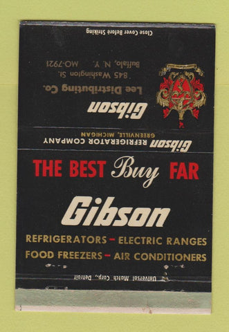 Matchbook Cover - Gibson Appliances Buffalo NY WEAR 40 Strike