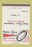 Matchbook Cover - Perfect Circle Piston Rings JD Shaw 40 Strike