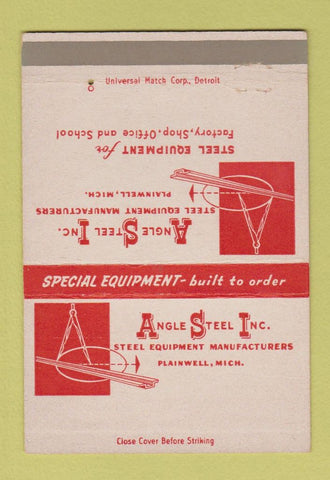 Matchbook Cover - Angle Steel Equipment Plainwell MI 40 Strike