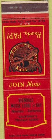 Matchbook Cover - Matchbook Cover Moose Lodge Glendale CA