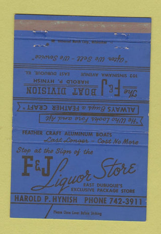 Matchbook Cover - F&J Liquor Store East Dubuque IL 40 Strike