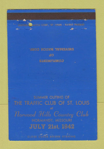 Matchbook Cover Traffic Club St Louis MO Norwood Hills CC Normandy MO 40 Strike