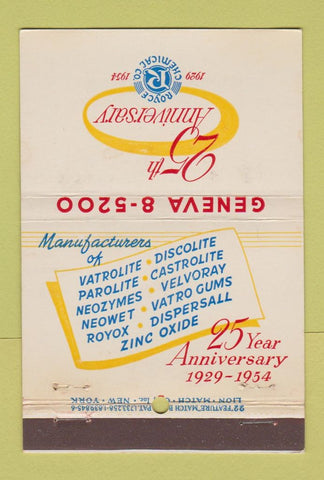 Matchbook Cover - Royce Chemical 1954  22 Strike Feature