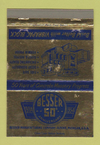 Matchbook Cover - Besser Manufacturing Alpena MI 1954 blocks 40 Strike