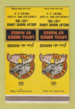 Matchbook Cover - Moose Lodge Shelby NC DOUBLE PRINT 40 Strike