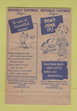Matchbook Cover - Republic Savings and Loan Washington DC DOUBLE PRINT 40 Strike