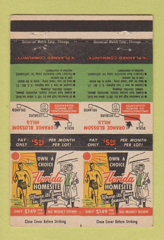 Matchbook Cover - Orange Blossom Hills Leesburg FL DOUBLE PRINT 40 Strike