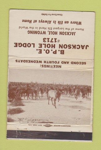 Matchbook Cover - Elks Lodge Jackson Hole WY WORN 40 Strike