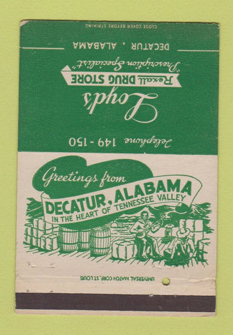 Matchbook Cover - Loyd's Rexall Drug Store Decatur AL WEAR 40 Strike