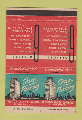 Matchbook Cover - Trenton Trust Company NJ DOUBLE PRINT 40 Strike