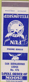 Matchbook Cover - Matchbook Cover Moose Lodge San Bernardino CA