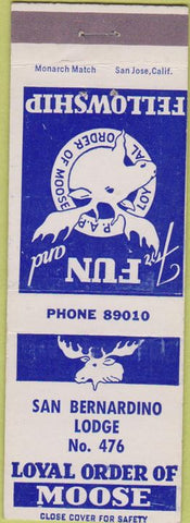 Matchbook Cover - Matchbook Cover Moose Lodge San Bernardino CA