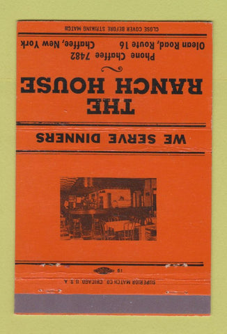 Matchbook Cover - Ranch House Chaffee NY ORANGE 40 Strike