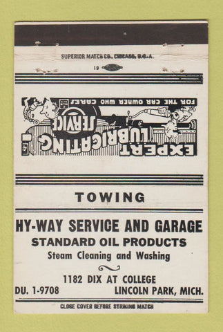 Matchbook Cover - Hy Way Service Standard oil gas Lincoln Park MI 40 Strike