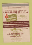 Matchbook Cover - Mutual Insurance JB Patterson Canandaigua NY 40 Strike
