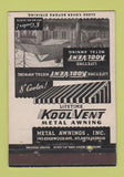 Matchbook Cover - Kool Vent Metal Awning Atlanta GA 40 Strike