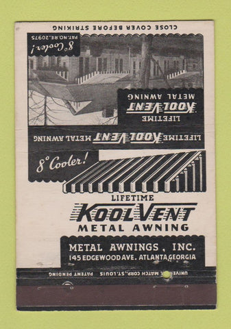 Matchbook Cover - Kool Vent Metal Awning Atlanta GA 40 Strike