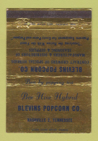 Matchbook Cover - Bee Hive Hybrid Blevins Popcorn Nashville TN 40 Strike