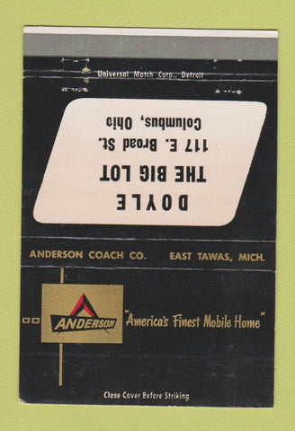 Matchbook Cover - Anderson Mobile Home Trailer Doyle Columbus OH 40 Strike