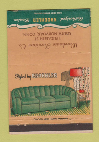 Matchbook Cover - Kroehler Furniture South Norwalk CT 40 Strike