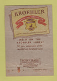 Matchbook Cover - Kroehler Furniture South Norwalk CT 40 Strike