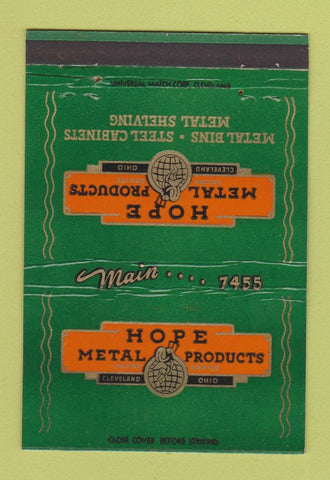 Matchbook Cover - Hope Metal Products Cleveland OH Bob Hope 40 Strike
