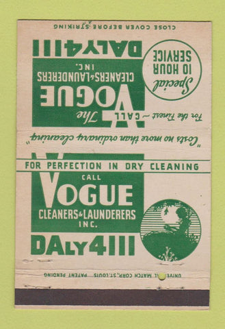 Matchbook Cover - Vogue Cleaners Laundry Milwaukee WI 40 Strike