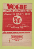 Matchbook Cover - Vogue Cleaners Laundry Milwaukee WI 40 Strike