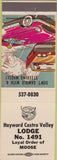 Matchbook Cover - Matchbook Cover Moose Lodge hayward Castro Valley CA