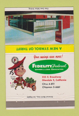 Matchbook Cover - Fidelity Federal Savings Glendale CA 40 Strike