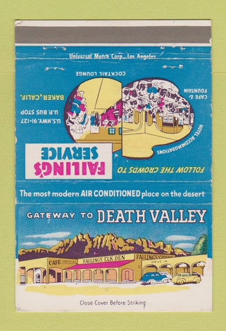Matchbook Cover - Falling's Service oil gas Baker CA  40 Strike