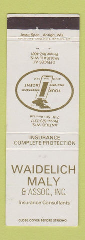 Matchbook Cover - Waidelich Maly Insurance Antigo WI