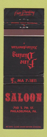 Matchbook Cover - Saloon Restaurant Philadelphia PA WEAR