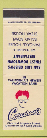 Matchbook Cover - Corcoran's Restaurant San Luis Obispo CA