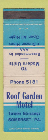 Matchbook Cover - Roof Garden Motel Somerset PA