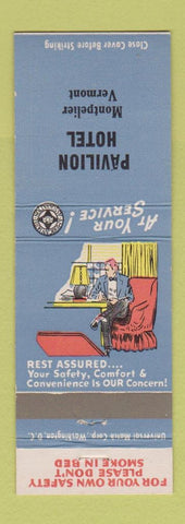 Matchbook Cover - Pavilion Hotel Montpelier VT