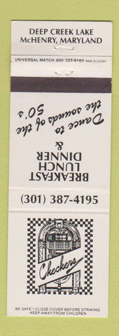 Matchbook Cover - Checkers McHenry MD 50's diner WEAR
