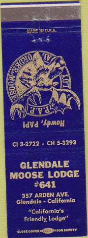 Matchbook Cover - Matchbook Cover Moose Lodge Glendale CA