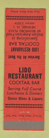 Matchbook Cover - Lido Restaurant Newark NJ