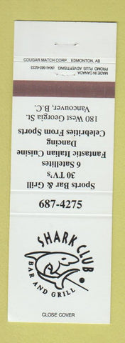 Matchbook Cover - Shark Club Billiards Vancouver BC