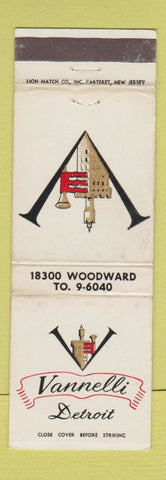Matchbook Cover - Vannelli Detroit MI