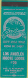 Matchbook Cover - Matchbook Cover Moose Lodge Los Angeles CA teal